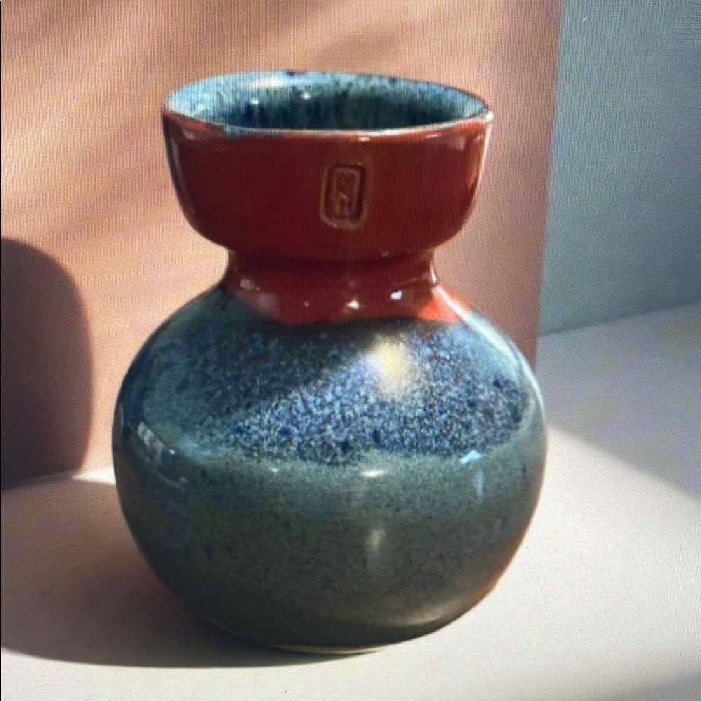 Blue and Red Ceramic Vase